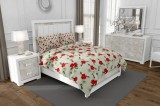 Cumpara ieftin Lenjerie de pat pentru o persoana cu husa elastic pat si fata perna dreptunghiulara, Tuscany, bumbac mercerizat, multicolor