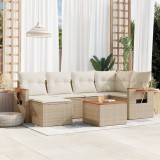 Gossi set canapele de gradina, 7 piese, cu perne, bej, poliratan