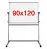 Tabla magnetica multifunctionala 2 fete rotativa pe stand mobil 90x120 cm cu 4 roti, rama aluminiu, garantie 7 ani