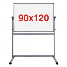 Tabla magnetica pe stand mobil 90x120 cm, 2 fete, Extra (7 ani garantie)