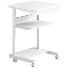 HOMCOM Birou de computer pe roți, birou cu depozitare 56 x 51 cm cu sertar, compartiment și suport CPU, alb | Aosom Romania