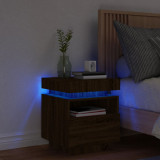 VidaXL Noptieră cu lumini LED, stejar maro, 40x39x48,5 cm