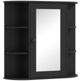 Homcom Dulapior Baie cu Oglinda &ndash; Lemn Alb 66&times;17&times;63 cm | Aosom Romania
