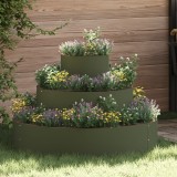 vidaXL Ghiveci Metalic Oțel Verde Măsliniu &Oslash; 90 cm, 3 Etaje, Modular, Interior/Exterior, Design Industrial