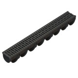 Rigola plastic Vodaland Easy, exterioara, pentru scurgere apa pluviala, cu gratar polipropilena, A15, 1000 x 125 x 100 mm