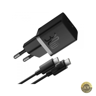Incarcator Retea Cu Cablu USB-C Baseus GaN5S 30W 3A 1 x USB-C Negru P10110902113-00 foto