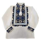 Cumpara ieftin Camasa Traditionala de Baieti Alba cu Motiv Floral Albastru - ITB33