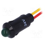 Lampă LED convexă verde 24VDC &Oslash;8,2mm IP40 &Oslash;LED 5mm SCI