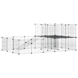 Cumpara ieftin Cusca animale de companie cu usa 36 panouri negru 175x105x70 cm otel