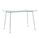 Cumpara ieftin Masa dining Quana, Pako World, Sticla, Picioare albe, 120x70x75 cm