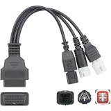 Cablu adaptor OBD2 Techstar, la mufe pentru motocicleta Yamaha 3 pini/4 pini si Honda 6 pini (3-in-1)