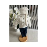 Costum botez print, alb - DPH357