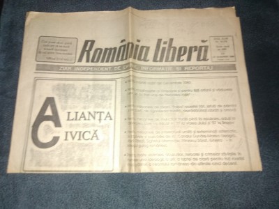 ZIARUL ROMANIA LIBERA 29 NOIEMBRIE 1990 foto