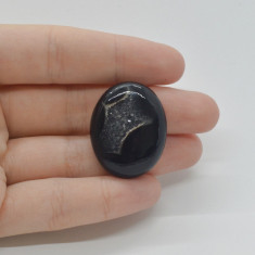 Cabochon agat negru druzy 30x24x8mm c26