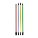 Creion Strigo HB cu guma, lemn negru, corp pastel metalic
