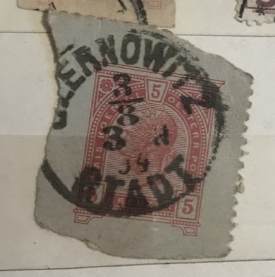 Timbre Austroungaria 5 Kreuzer Cernowitz STADT foto