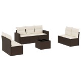 Cumpara ieftin Set canapele de gradina cu perne, 8 piese, maro, poliratan