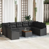 vidaXL Set de canapea de grădină 10 pcs Negru 55 x 55 x 37 cm