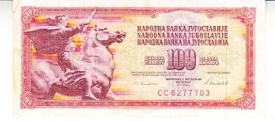 M1 - Bancnota foarte veche - Fosta Iugoslavia - 100 dinarI - 1981 foto