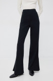 United Colors of Benetton pantaloni femei, culoarea negru, lat, high waist