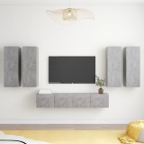 vidaXL Set de dulapuri TV, 6 piese, gri beton, lemn prelucrat