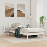 vidaXL Cadru de pat cu mese laterale Alb 90 x 200 cm Lemn masiv de pin