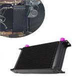 Radiator universal de ulei din aluminiu, 19 randuri, pentru motor si transmisie, 330 x 50 x 138 mm, -AN10 37 , negru
