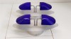 Aplice Art Deco Postmodern Gianluigi Arnaldi Vintage, Sticla Murano Indigo-Cobalt, Lampa Perete Design Italian 1980, 36cm
