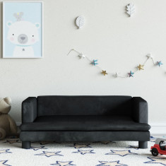 Canapea pentru copii, negru, 80x45x30 cm, catifea GartenMobel Dekor foto
