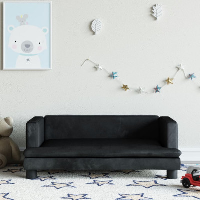 vidaXL Canapea pentru copii, negru, 80x45x30 cm, catifea foto