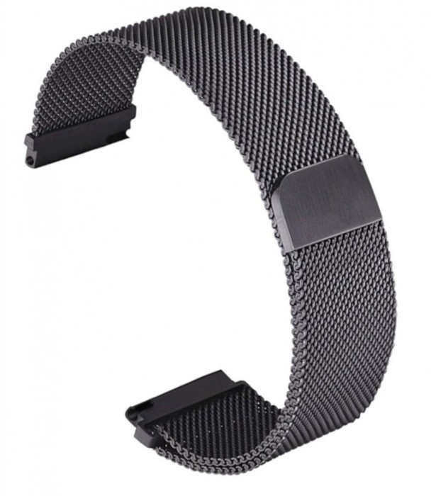 Curea tip Milanese Loop compatibila cu Garmin Vivoactive 4, Telescoape QR, 22mm, Negru, Size S