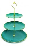 Platou 3 Niveluri Desert/Prajituri, Suport Etajat Alb, Plastic/Metal, 33cm Inaltime, 24cm/20cm/15cm Diametre