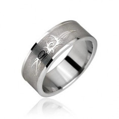 Inel din oțel inoxidabil - ornament tribal - Marime inel: 69