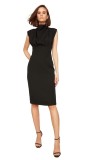 Cumpara ieftin Rochie Midi Neagra Dama Trendyol Slim Fit Marimea 38 Poliester Elastan Rochie de Zi Rochie de Seara