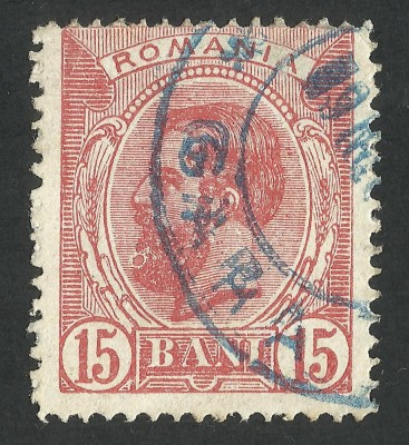 EROARE ROMANIA 1898, CAROL I, 15 BANI ROSU, SPIC DE GRAU -- OU ROSU IN BARBA foto
