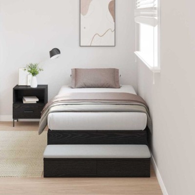 vidaXL Cadru de pat cu depozitare Stejar negru 236.5 x 90 x 31.5 cm 3335606 foto