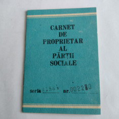 Carnet de proprietar al partii sociale I P I CRISUL ORADEA