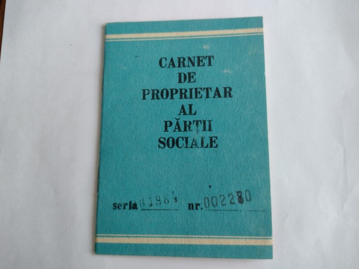 Carnet de proprietar al partii sociale I P I CRISUL ORADEA