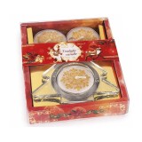 Set suport, 3 lumanari Craciun Bradut in cutie cadou cm 10 x 12,5 x 2 H