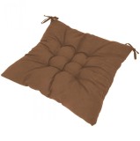 Perna scaun cu bretele de legat, 40x40 cm, 4 cm grosime, poliester si burete, maro, Oem