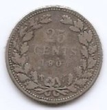 Olanda 25 Cents 1904 - Wilhelmina, Argint 3.575 g.640, 19 mm KM-120.2