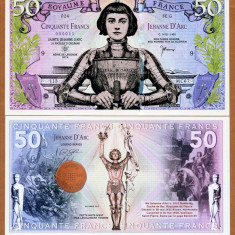 !!! FRANTA - FANTASY NOTE - 50 FRANCI 2019 , IOANA D'ARC - UNC