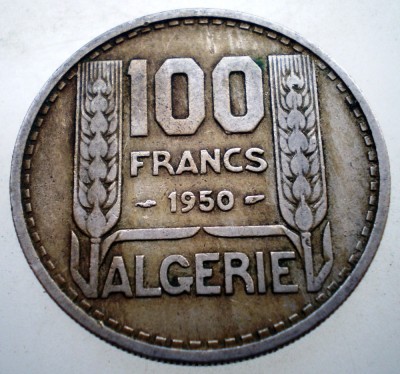 7.348 ALGERIA OCUPATIE FRANCEZA 100 FRANCS FRANCI 1950 foto