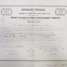 BREVET DE CAPACITE POUR L 'ENSEIGNEMENT PRIMAIRE - SECOND ORDRE , ACADEMIE DE NANCY , A MADAME LORENZ MATHILDE , 1882