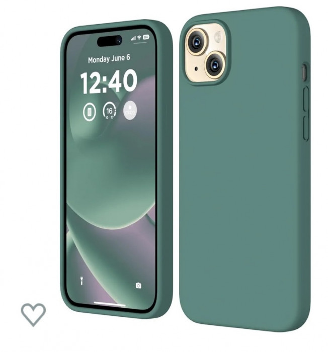 Husa silicon antisoc cu microfibra interior pentru Iphone 15 Plus Verde Smarald