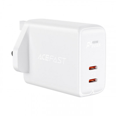 &amp;Icirc;ncărcător De Perete Acefast (priză UK) 2x USB Tip C 40W, PPS, PD, QC 3.0, AFC, FCP Alb (A12 Alb) A12 WHITE foto