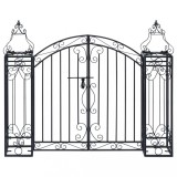 vidaXL Poartă Grădină Fier Forjat 122x20.5x100cm Negru Ornamentală Gard Porți Accesorii