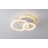 Cumpara ieftin Lustra LED, 80W, 2 cercuri cu diamante, 35CMx35CM, alb, telecomanda, lumina calda/neutra/rece, intensitate reglabila