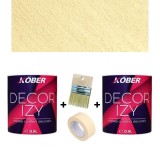 Cumpara ieftin Pachet 2x Vopsea decorativa interior Kober Decor Izy Galben Solar 0.9L + Pensula