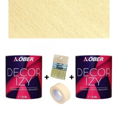 Pachet 2x Vopsea decorativa interior Kober Decor Izy Galben Solar 0.9L + Pensula